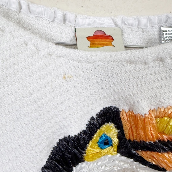 Farm Rio One Shoulder Tucano Off White Top Size Small - Picture 4 of 8